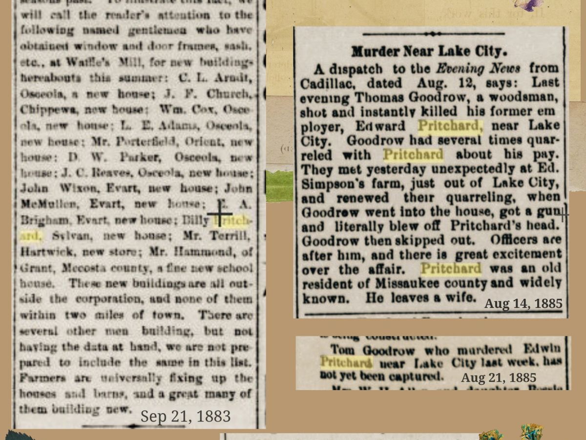The Pritchards in the Evart Review: Clippings from 1883 –&nbsp;1899